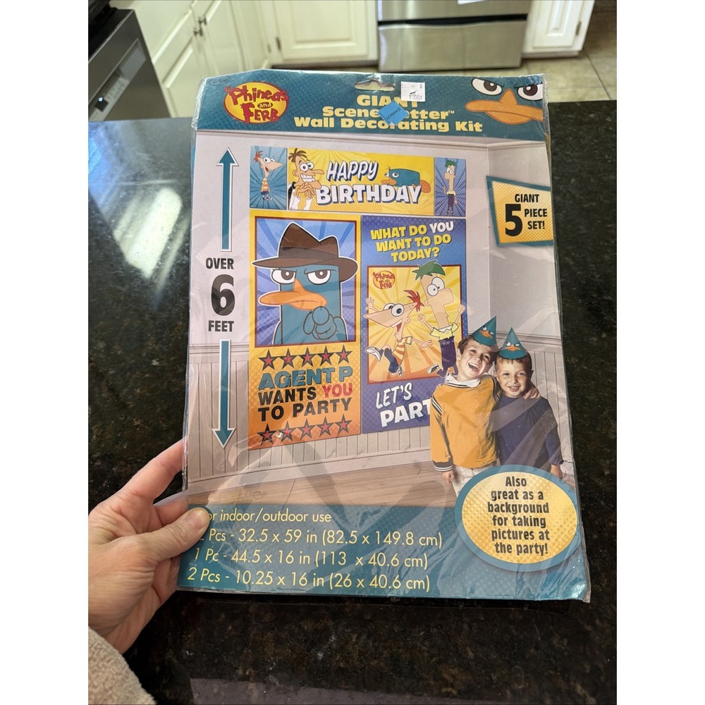 Phineas And Ferb Birthday Party Wall Decorating Kit 6 Ft Tall 5 pcs Disney XD